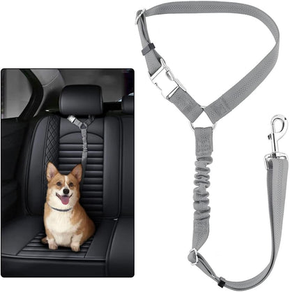Plutus Pet Dog Seat Belt for Car Headrest, Reflective and Adjustable Restraint with Elastic Bungee