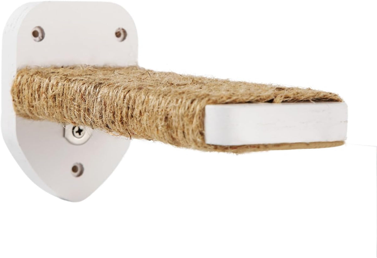 3-in-1 Cat Climbing Wall Steps with Hemp Rope, Shelves and Perches - Wall-Mounted Cat Furniture Set