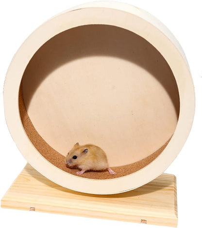 antiai Hamster Wooden Silent Wheel, Small Animal Exercise Wheel Accessories, Quiet Spinner Hamster