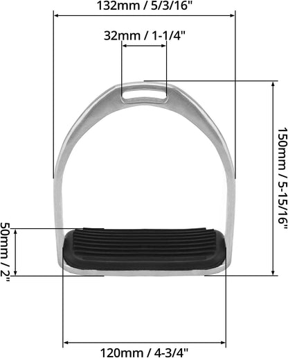 QWORK Horse Riding Stirrups, Hose Saddle, Safety Stirrup, Stainless Steel English Riding Protection