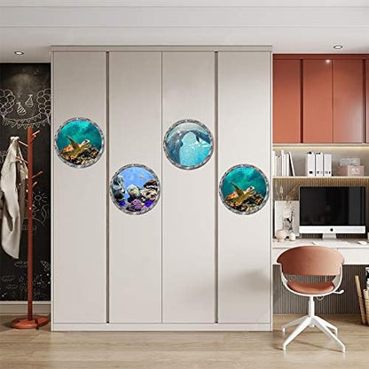 Under The Sea Nature Scenery Ocean Animals World Includ Sea Turtles Dolphins Coral 3 Pcs Removable