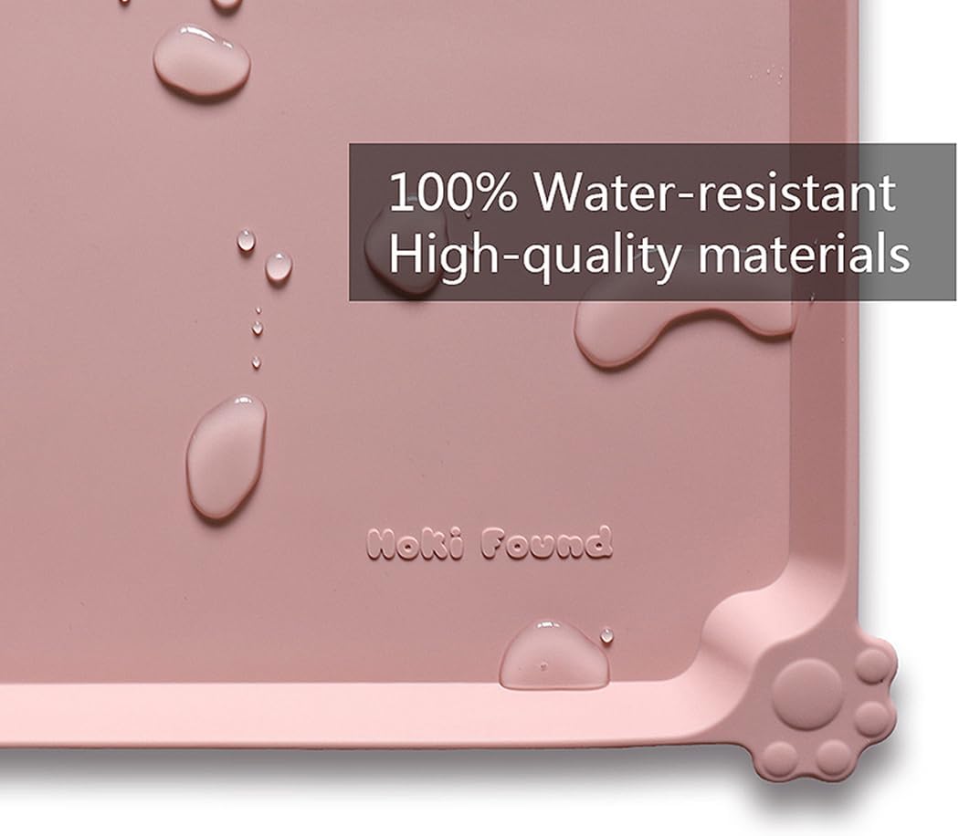 Hoki Found Silicone Pet Food Tray - High-Lips Dog Cat Bowl Mats - Waterproof Dog Cat Food Mats