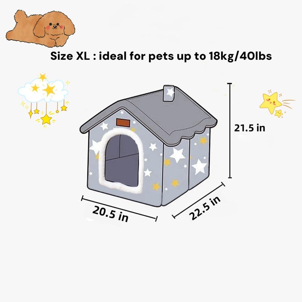 Scnbom Dog House Indoor Puppy Cave Cat Nest Kennel Pet Bed Portable Memory Sponge Foldable Houses