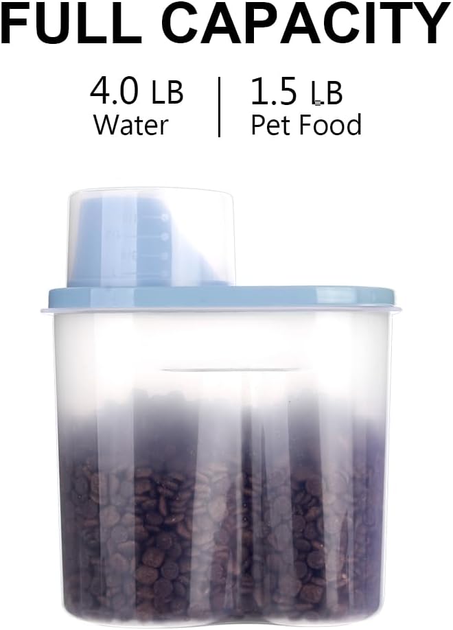GreenJoy 2 Pack 2lb/2.5L Pet Food Storage Container with Measuring Cup, Can Covers and Bowl for