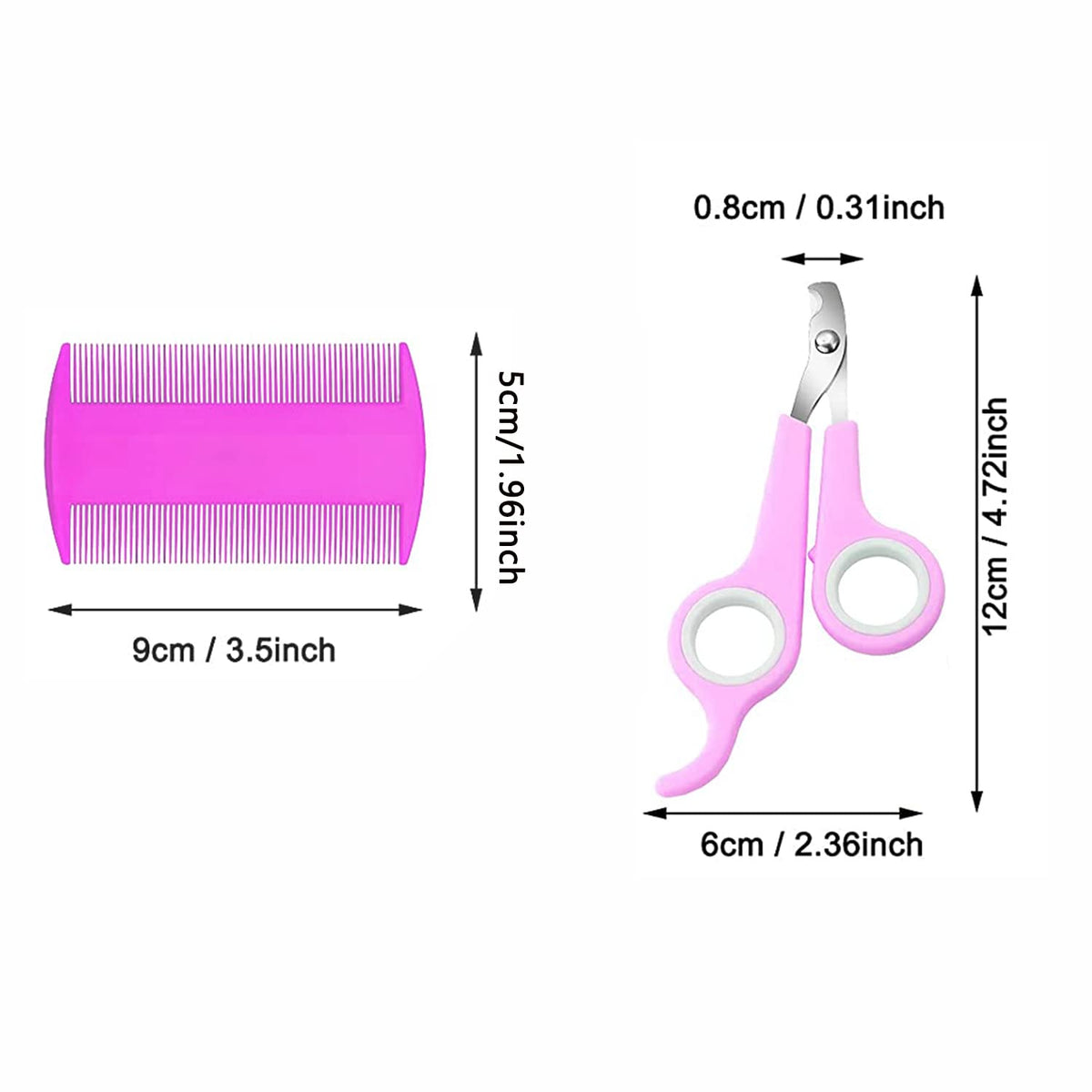 7-Piece Small Pet Grooming Kit: Brush, Nail Clippers, Hair Remover, Shampoo Brush with Hand Strap