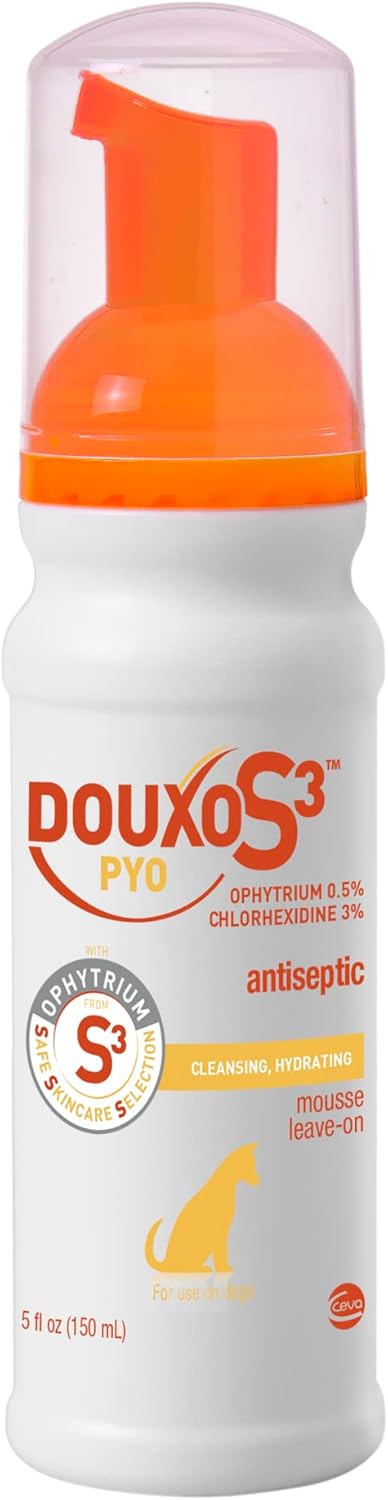 Douxo S3 Pyo Mousse, Contains 3% Chlorhexidine & 0.5% Ophytrium, Antiseptic & Hydrating, for