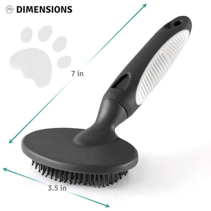 Round Bristle Pet Brush for Dogs and Cats - Soft Dog Brush for Grooming Short or Long Hair - Gentle