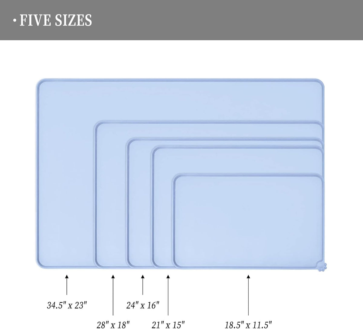 Waterproof Pet Feeding Mat with High Raised Edges, Heavier and Thicker Placemats for Cat Dog Water