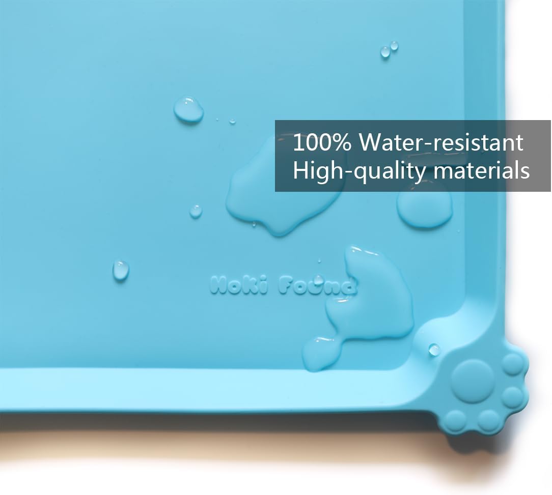 Hoki Found L Silicone Pet Food Mats - Non Slip Dog Cat Bowl Placemats - Waterproof Dog Cat Food