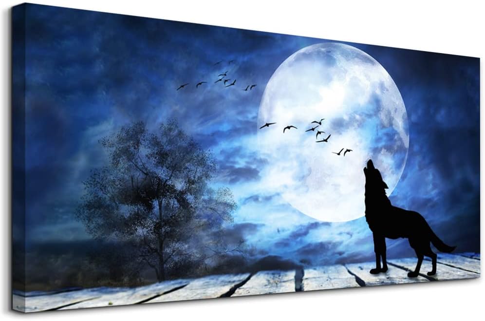 Canvas Wall Art For Bedroom Wall Decoration For Living Room Large Size Luminous Scenery Wolf Wall