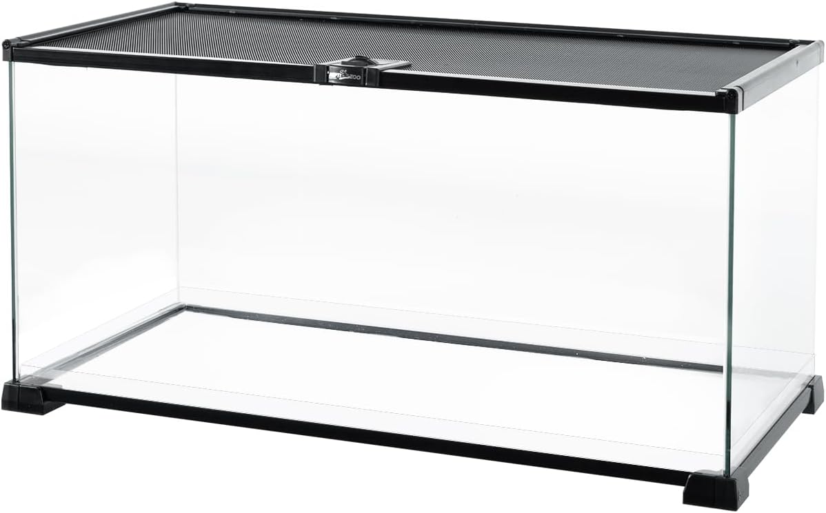 REPTI ZOO Full Glass 15 Gallon Reptile Tank, Medium Reptile Terrarium 24" X 12" X 12" for Gecko