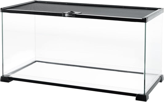 REPTI ZOO Full Glass 15 Gallon Reptile Tank, Medium Reptile Terrarium 24" X 12" X 12" for Gecko