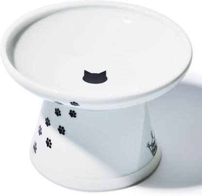 Necoichi Extra Wide Raised Cat Food Bowl, Elevated, Prevent Neck & Whisker Fatigue, Dishwasher and
