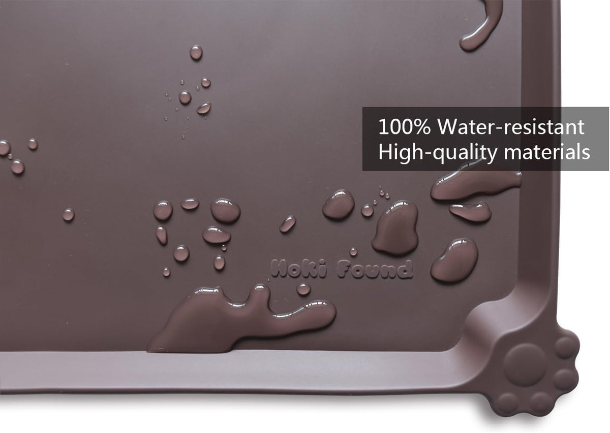 Hoki Found X-Large Silicone Non-Slip Pet Feeding Mats - Waterproof, Ideal for Dogs, Cats & Carpets