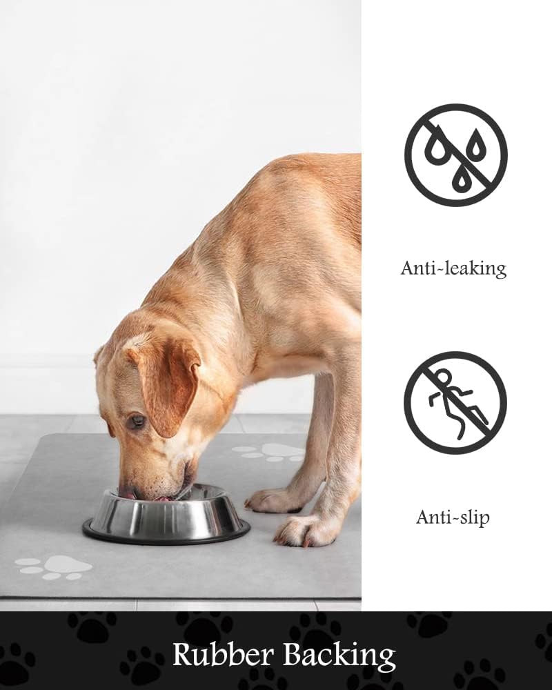 Pet Feeding Mat-Absorbent Dog Mat for Food and Water Bowl-No Stains Quick Dry Water Dispenser