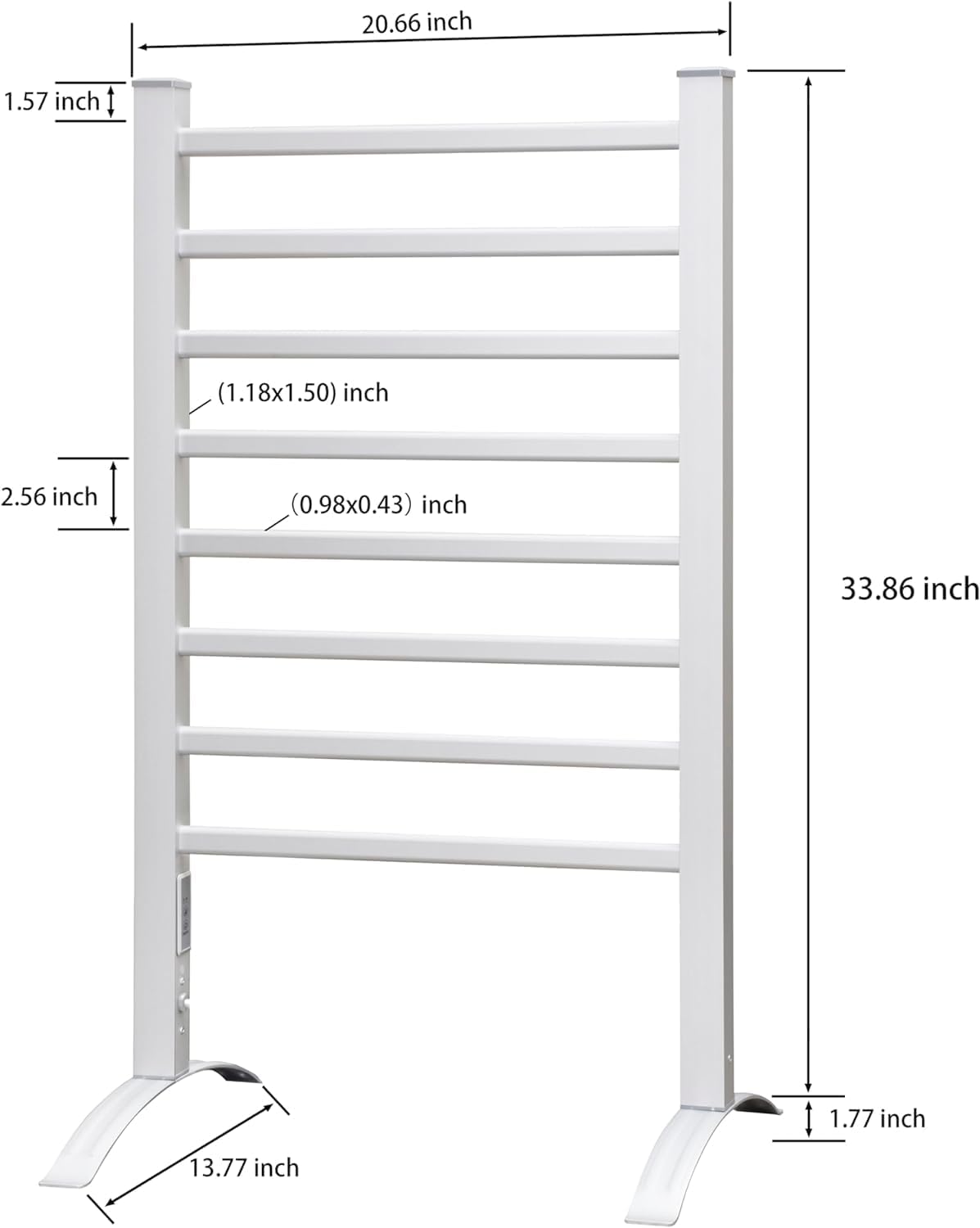 KEG Towel Warmer 8 Bars for Bathroom Freestanding or Wall Mounted Bath Towel Heater Plug-in with