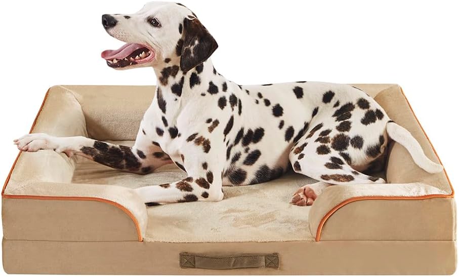 Friends Forever Orthopedic Dog Bed for Large Dogs, Waterproof Memory Foam Dog Sofa Bed L with