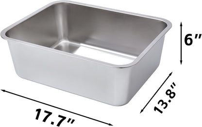 Stainless Steel Litter Box 2 Pack，Metal Litter Box Easy to Clean,Cat Litterbox Supplies for Kitten