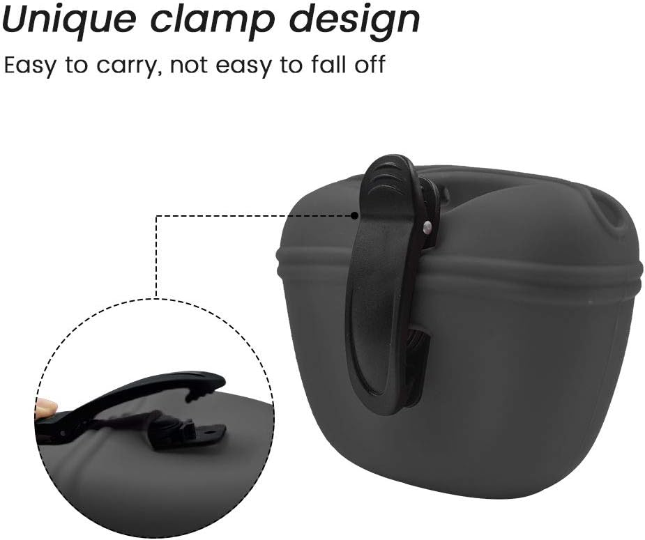 AUDWUD Silicone Dog Treat Pouch,With Dog Training Clicker,Clip on Portable Training
