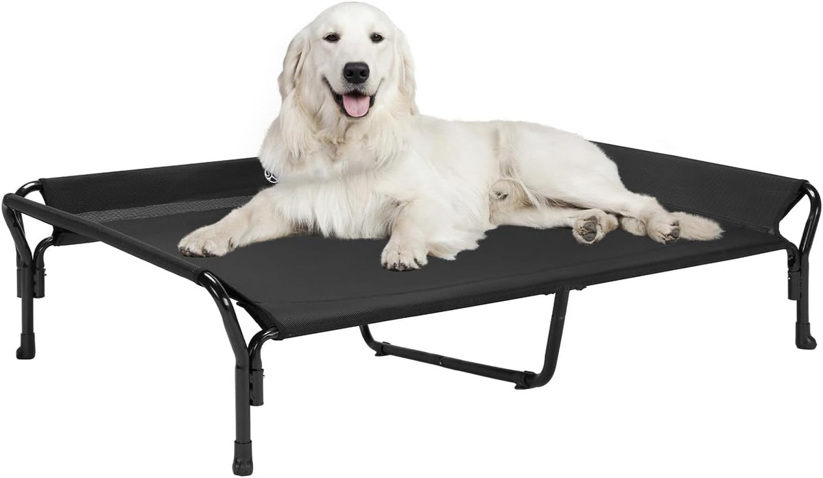 Veehoo Cooling Elevated Dog Bed, XL Raised Pet Cot with Guardrail & Slope Headrest, Durable