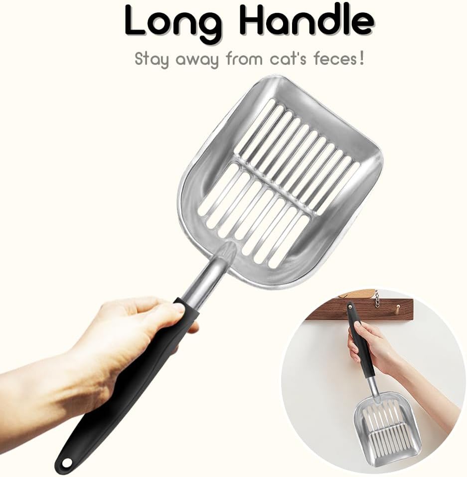 Cat Litter Scoop - Sturdy Mesh Scooper,Long Handle Cat Scooper,Aluminum Alloy Sifter Metal