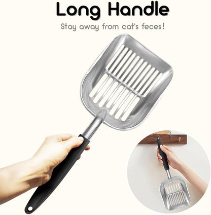 Cat Litter Scoop - Sturdy Mesh Scooper,Long Handle Cat Scooper,Aluminum Alloy Sifter Metal