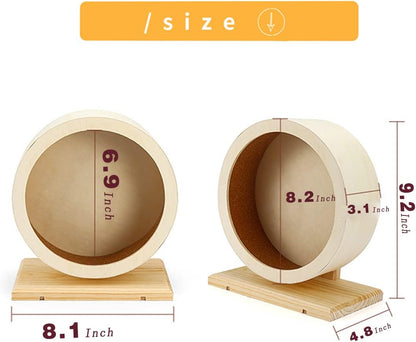 antiai Hamster Wooden Silent Wheel, Small Animal Exercise Wheel Accessories, Quiet Spinner Hamster