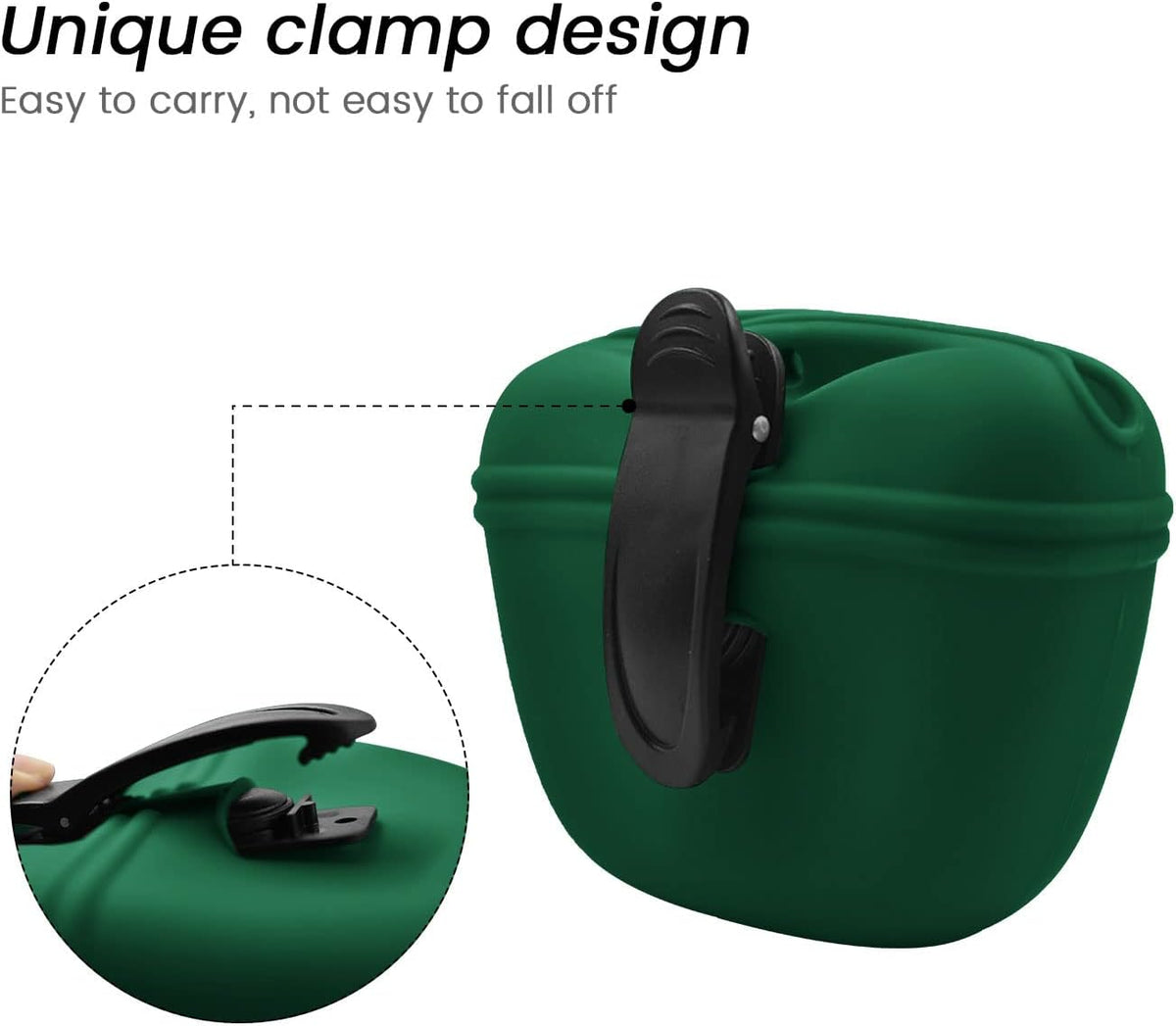 AUDWUD - Silicone Dog Treat Pouch - Clip on Portable Training Container - Convenient Magnetic