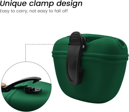 AUDWUD - Silicone Dog Treat Pouch - Clip on Portable Training Container - Convenient Magnetic