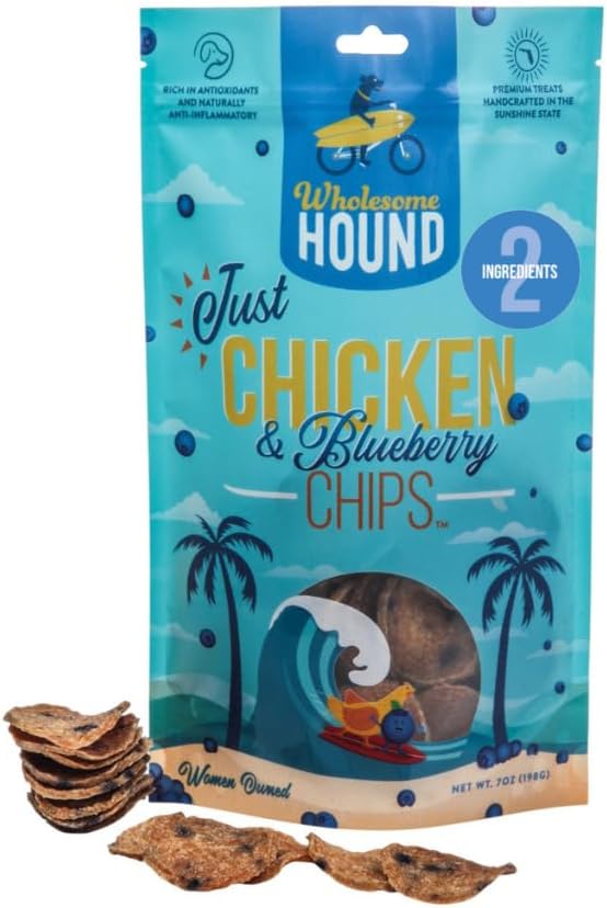 Chicken & Blueberry Chips – 2 Simple Ingredient Dog Treats, All Natural & Healthy Training Snacks
