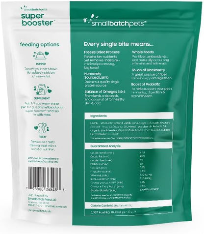 smallbatch Freeze Dried Dog Treats, Superfood Food Topper Lamb Bites for Dogs & Cats, Probiotics