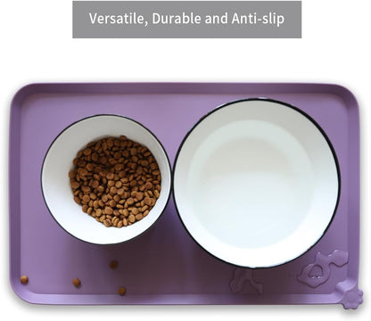 Hoki Found Silicone Pet Food Mats Tray - High-Lips Pet Dog Cat Bowl Mats - Pet Feeding Mat