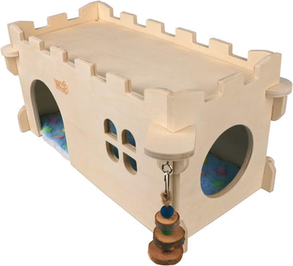Castle Chinchilla House - Small Animal Hideout for Chinchilla Guinea Pig Hedgehog, or Rat