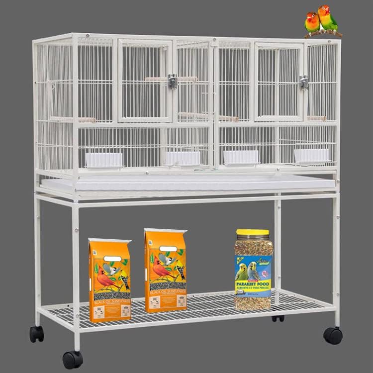 Single Stackable Center Divided Breeder Breeding Bird Flight Double Rolling Cage for Aviaries