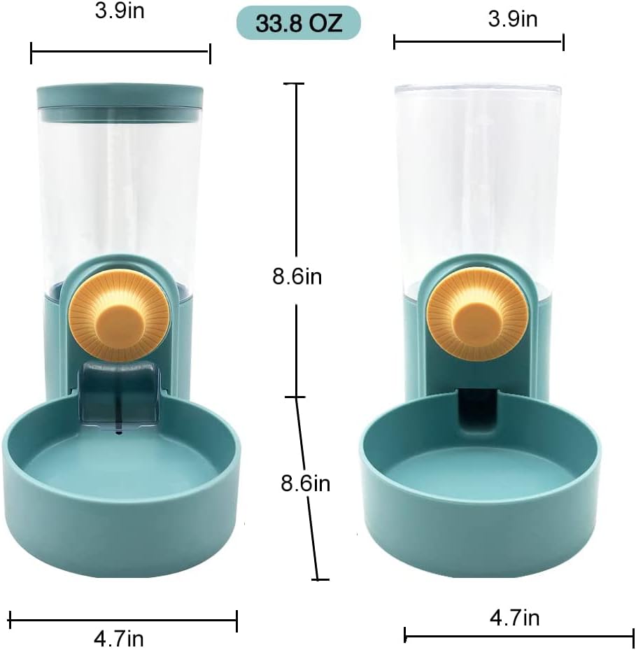 Pet Hanging Automatic Feeders Drinking Bowls 40oz, Auto Gravity Pet Feeding Water Set, Cage Pet