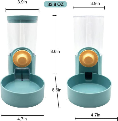 Pet Hanging Automatic Feeders Drinking Bowls 40oz, Auto Gravity Pet Feeding Water Set, Cage Pet