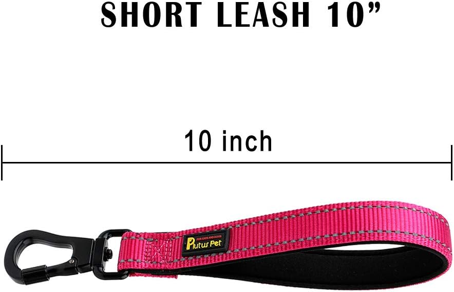 PLUTUS PET 10 Inch Short Dog Leash for Large Dogs with Locking Carabiner Clip & Padded Handle （10”