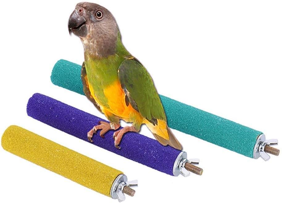 PIVBY Wood Bird Cage Perch Colorful Parrot Stand Toy Platform Paw Grinding Stick for Small