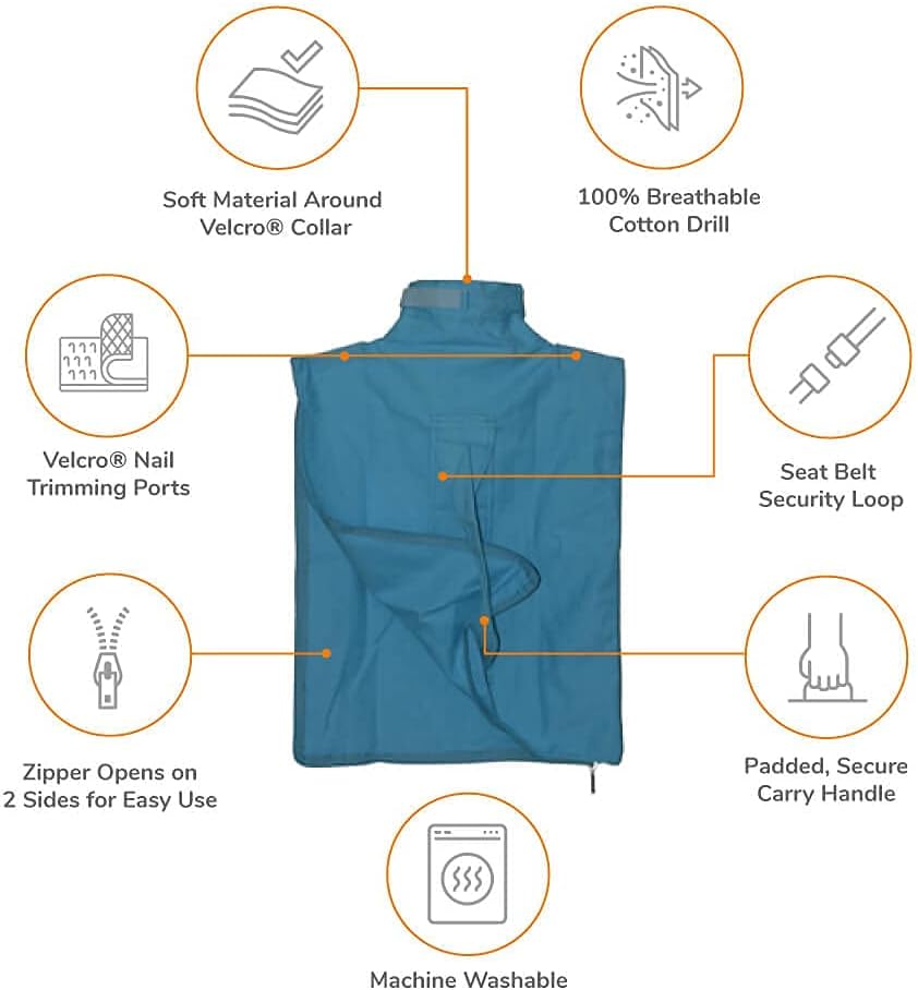 Cozy Comfort Carrier - Small Light Blue Cat Carrier and Cat Restraint Bag for Medication