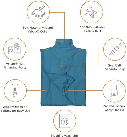 Cozy Comfort Carrier - Small Light Blue Cat Carrier and Cat Restraint Bag for Medication