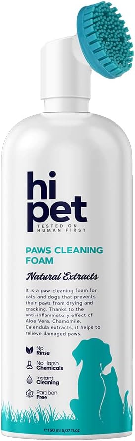 Hi Pet Dog Paw Cleaner Foam with Built-in Paw Scrubber Brush, Paw Cleaner for Dogs and Cats, Cat