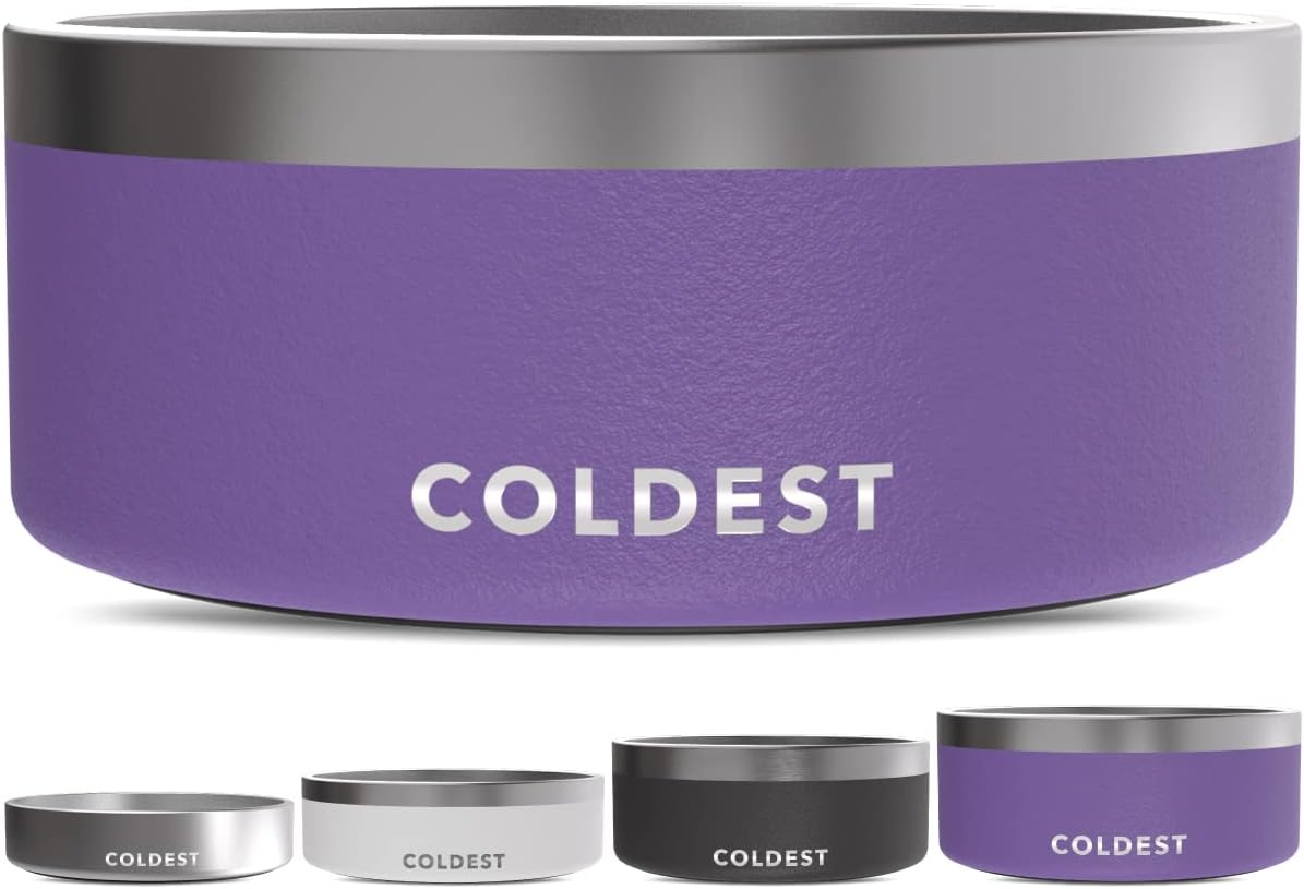 Coldest Dog Bowl - Anti Rust Metal, Non Slip, 3 Layers Insulated Stainless Steel Dog Bowls - Spill