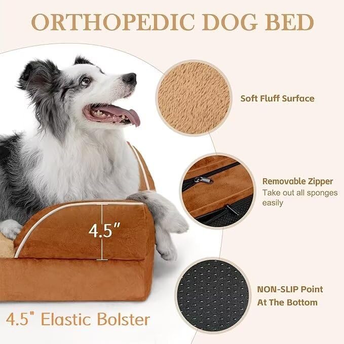 Comfort Expression Large Dog Beds Orthopedic Foam, Waterproof Dog Beds for Large Sized Dogs, Comfy