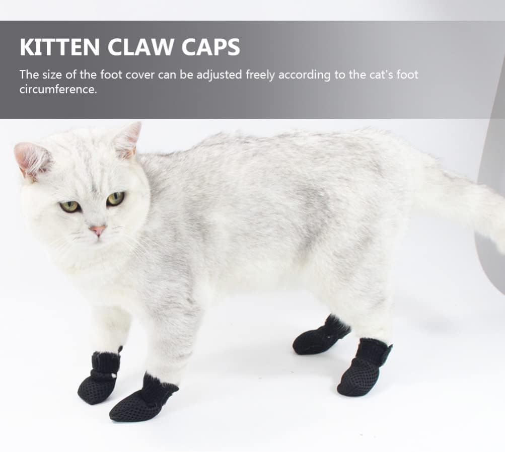 Cat Booties to Prevent Scratching: 4pcs AntiScratch Cat Claw Covers for Feeding Medicine, Pet