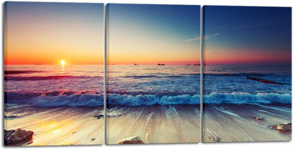Wieco Art 3 Piece Sea Waves Canvas Prints Modern Seascape Artwork Landscape Pictures Paintings on