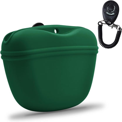 AUDWUD - Silicone Dog Treat Pouch - Clip on Portable Training Container - Convenient Magnetic
