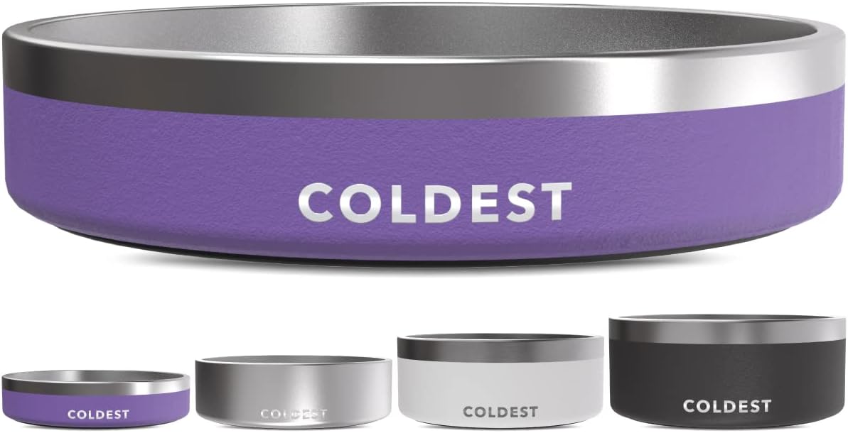 Coldest Dog Bowl - Anti Rust Metal, Non Slip, 3 Layers Insulated Stainless Steel Dog Bowls - Spill