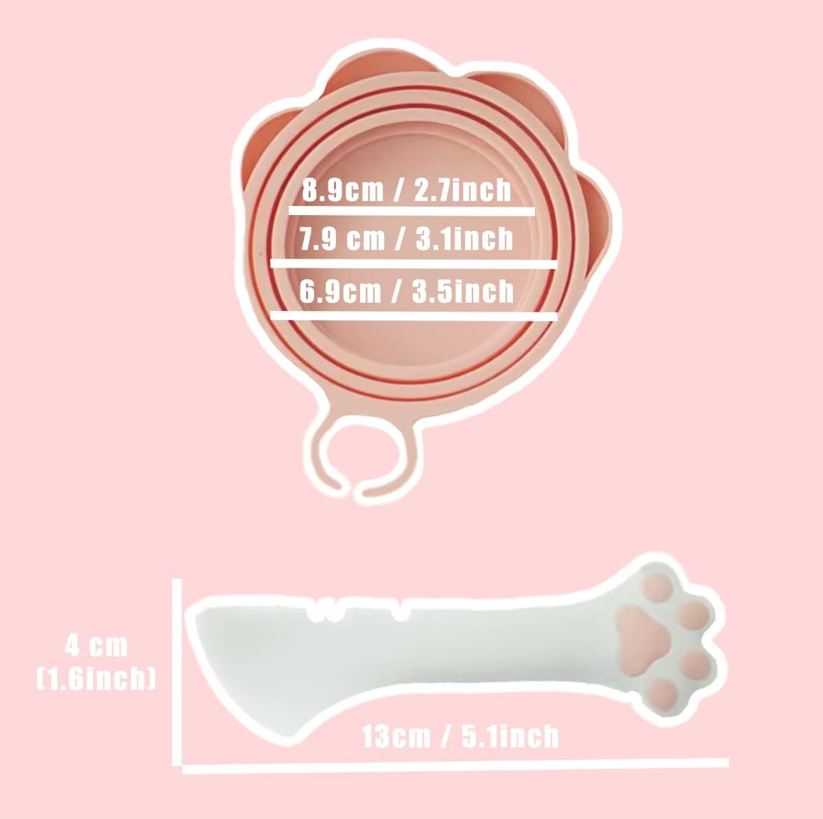 Meow&Woof Cat Food Can Lid and Spoon, BPA Free Silicone Cover for Animal Wet Food Storage, Reusable