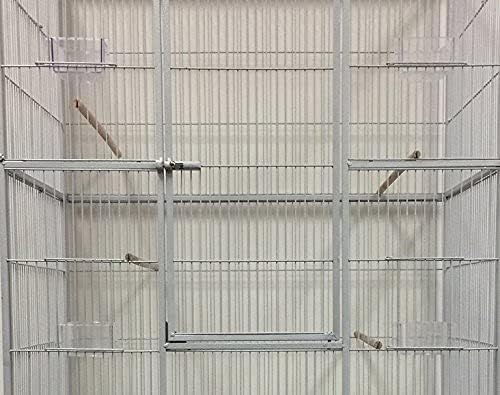 64" Extra Large Double Flight Bird Wrought Iron Double Breeding Cage Slide Out Divider 3-Levels