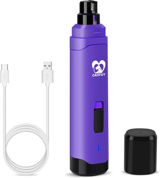Casfuy Dog Nail Grinder Upgraded - Professional 2-Speed Electric Rechargeable Pet Nail Trimmer